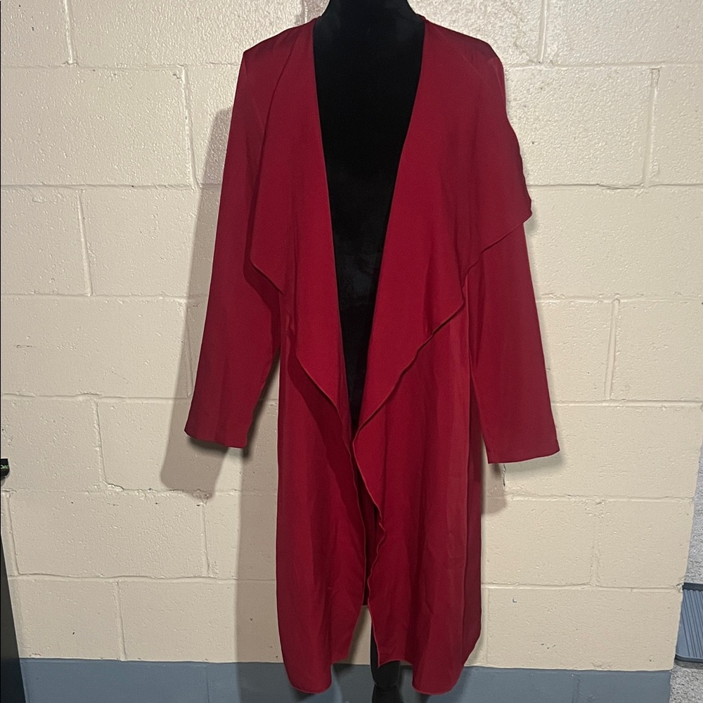 SHEIN Red Open Front Coat